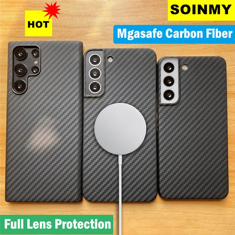 

Real Carbon Fiber case For Samsung S22 Ultra Magsafe Case Ultra Thin Aramid Fiber Cover For Smasung S22 Plus S22 Protect Shell