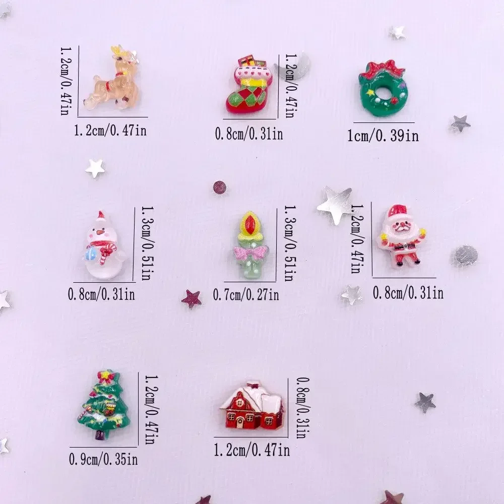 30pcs Resin Colorful Santa Claus Snowman Christmas Tree Deer Holy Fire Flat back Rhiestone Nails Art Decor DIY Scrapbooks Decor