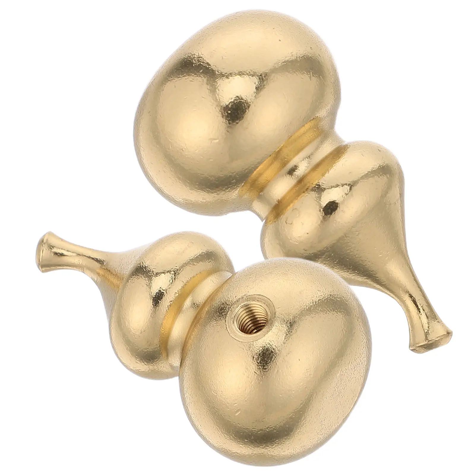 2Pcs Yellow Brass Cabinet Knockers Gourd Shape Vintage Decorative Drawer Pulls Kitchen Cabinet Handles Retro Wardrobe Door