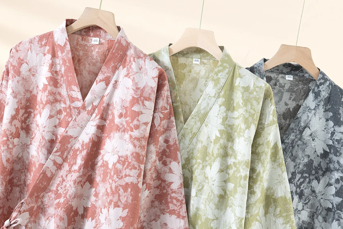 القطن الخالص كيمونو المرأة رداء البشكير الإناث الخريف غرفة ارتداء روب للنوم السيدات ملابس النوم روب استحمام ملابس المنزل