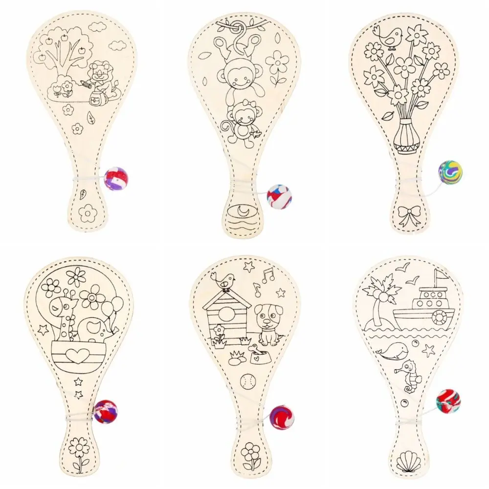 ไม้ DIY Paddle Ball String แร็กเก็ตเปล่า Interactive DIY แร็กเก็ต Ball ยืดหยุ่น DIY ไม้แร็กเก็ตการศึกษา