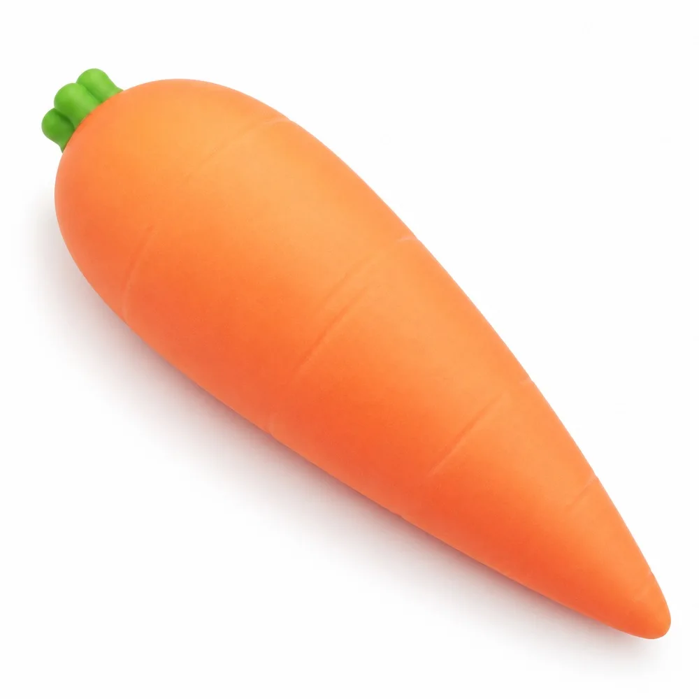 Carrot Squishy Toy Soft Orange TPR Vegetable Shape with Green Top Handheld Squeeze Fidget for Desk Breaks Teens Adults Gift