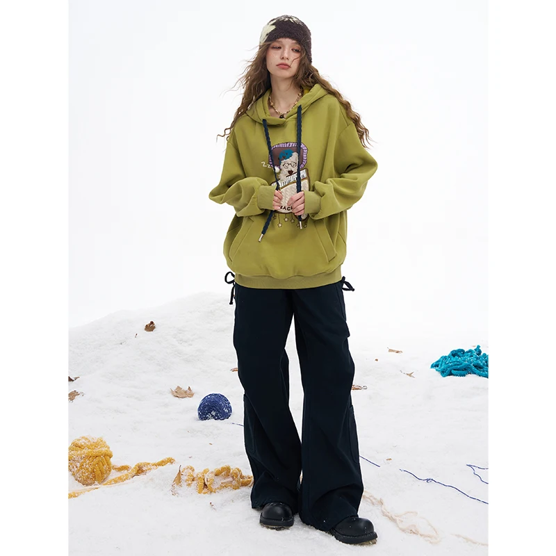 Elfsack 2025 inverno recém chegados y2k preppy minimalista casual dormir cão gráfico moletom com capuz para mulher