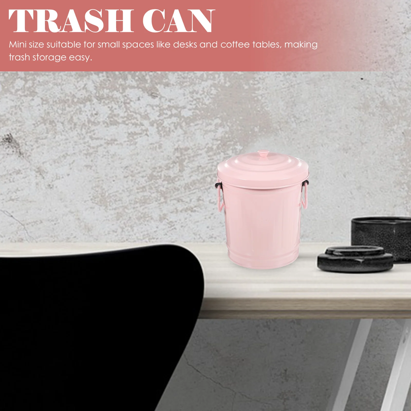 

Desktop Trash Can Metal Vintage Waste Bin Large Capacity Odor-Proof Lid For Office Home Dorm Study Countertop Garbage Container