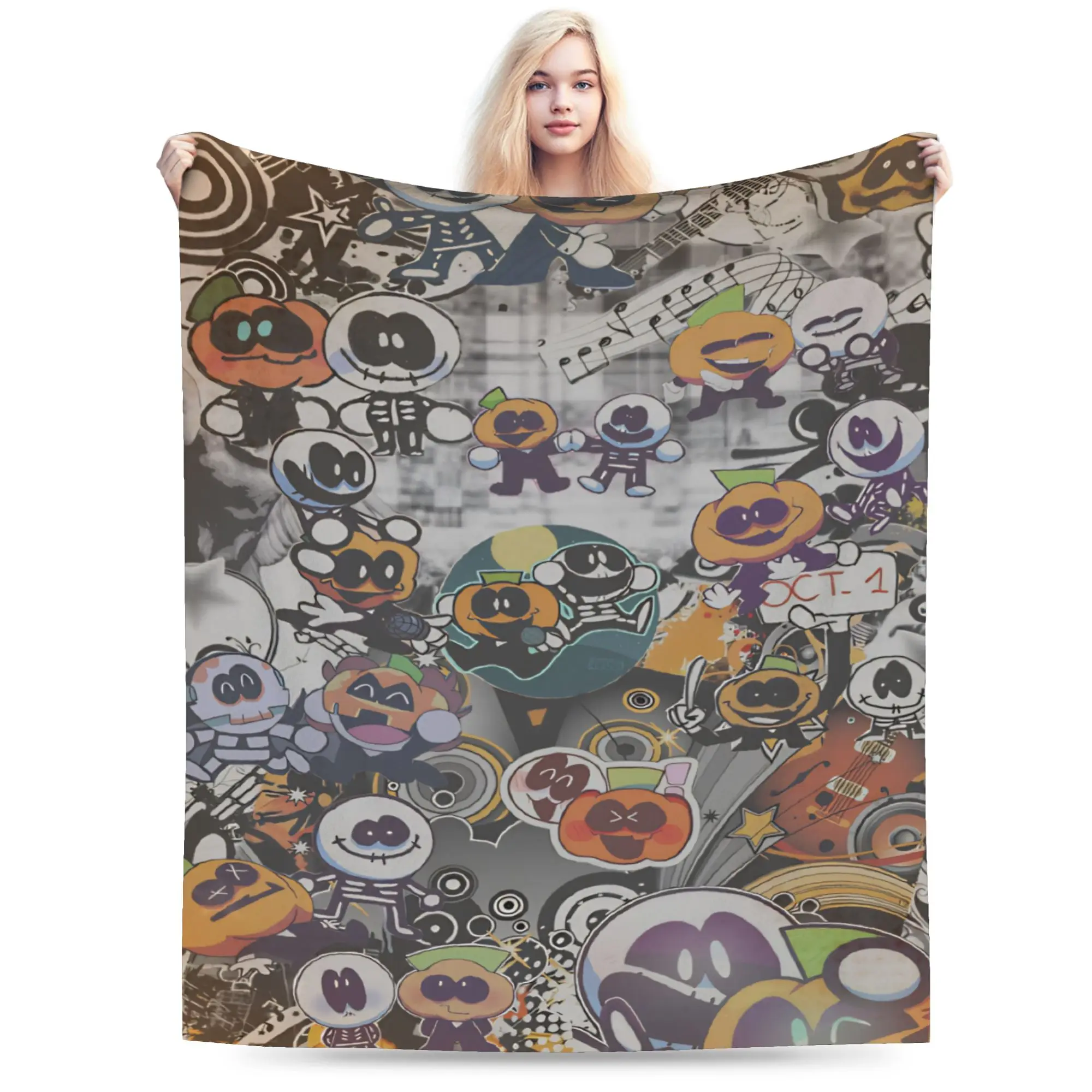 Spooky Month Blanket Lightweight Thin Coral Fleece Plush Healing Gift  Throw Blanket Rug Piece