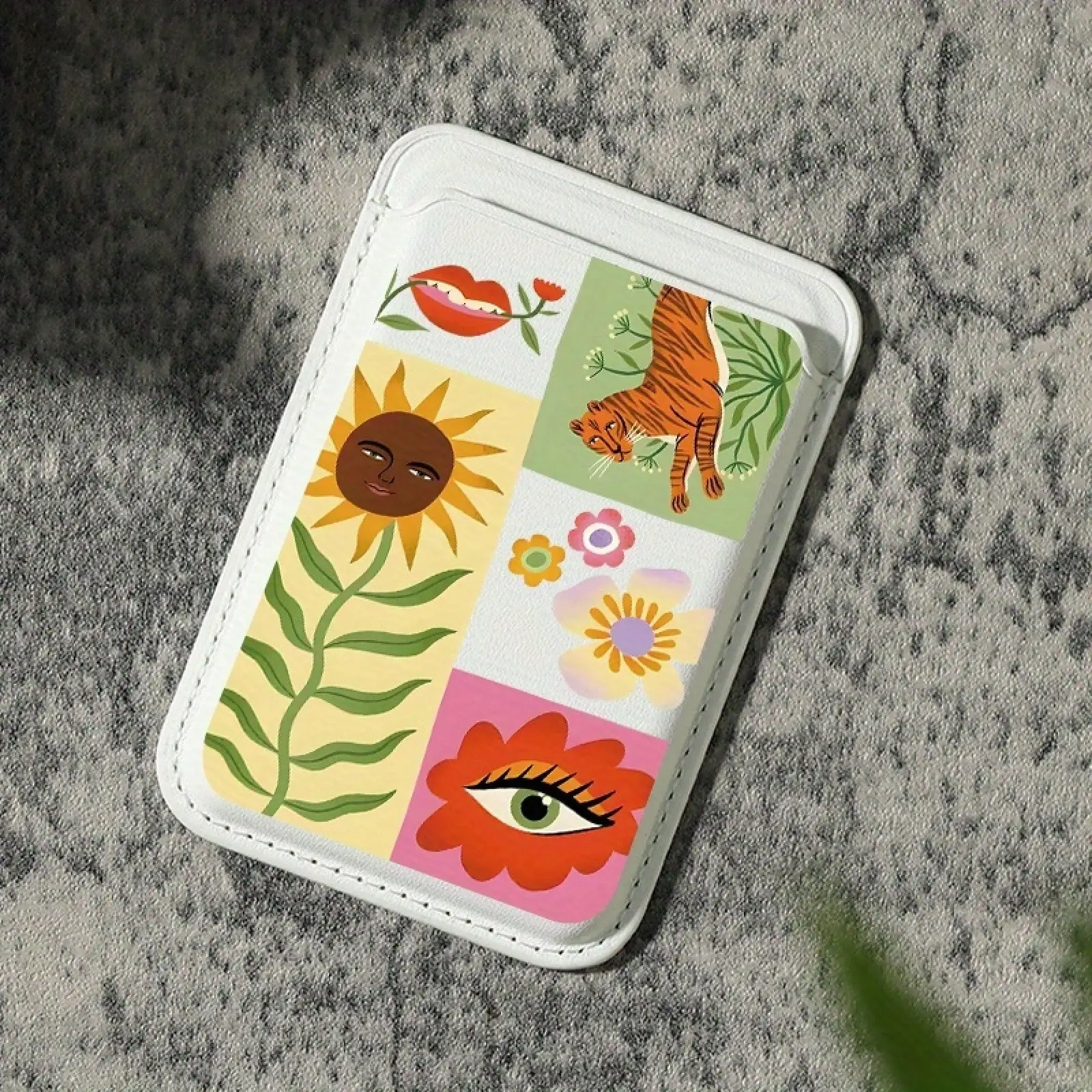 

Luxury Deep Forest Print PU Leather Magnetic Phone Card Holder Compatible with iPhone Series, Holds 1-2 Cards with Inner Security Pocket