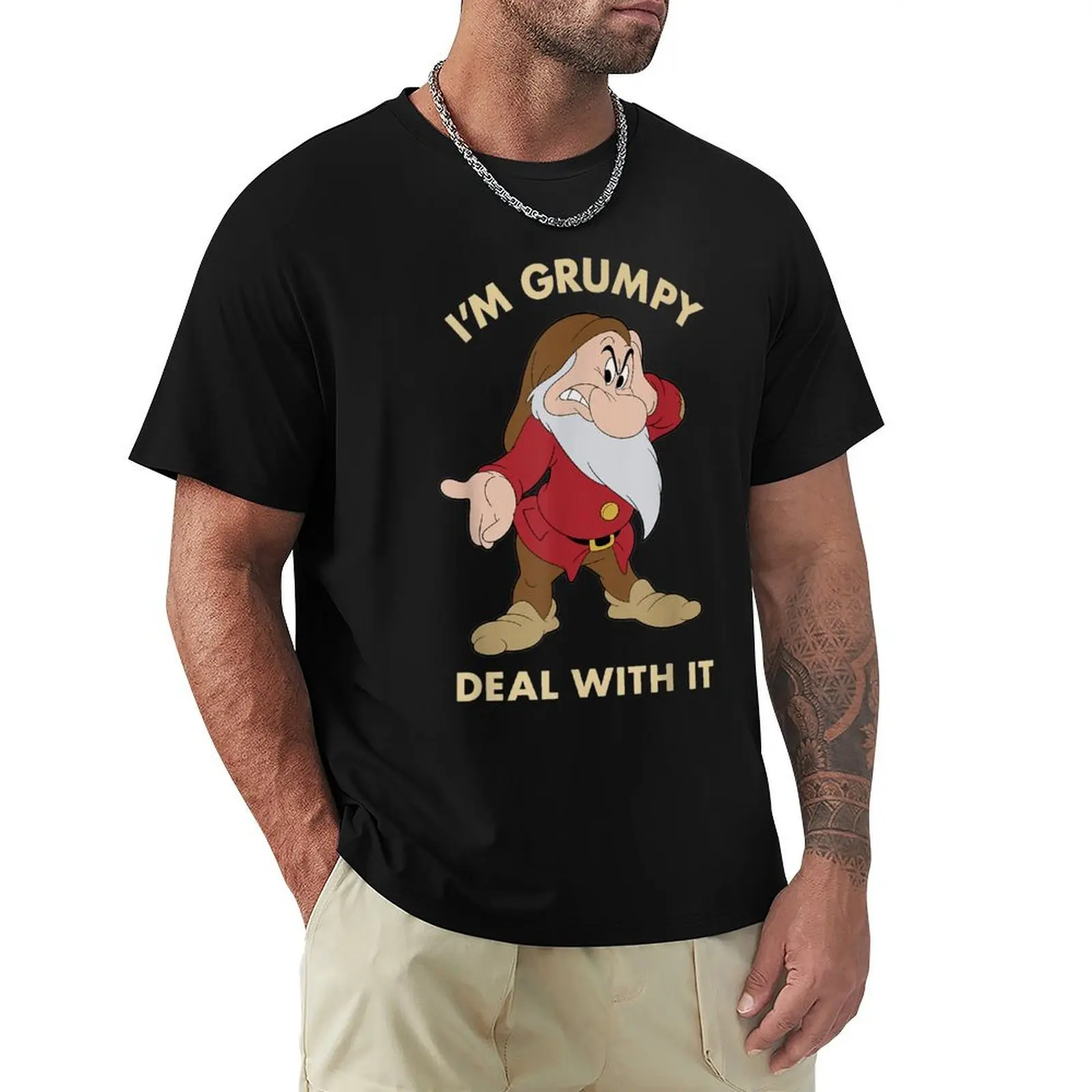 

Футболка I'm Grumpy Deal With It, тяжелые футболки оверсайз с графическим рисунком для мальчика, уличная одежда, мужская футболка с коротким рукавом