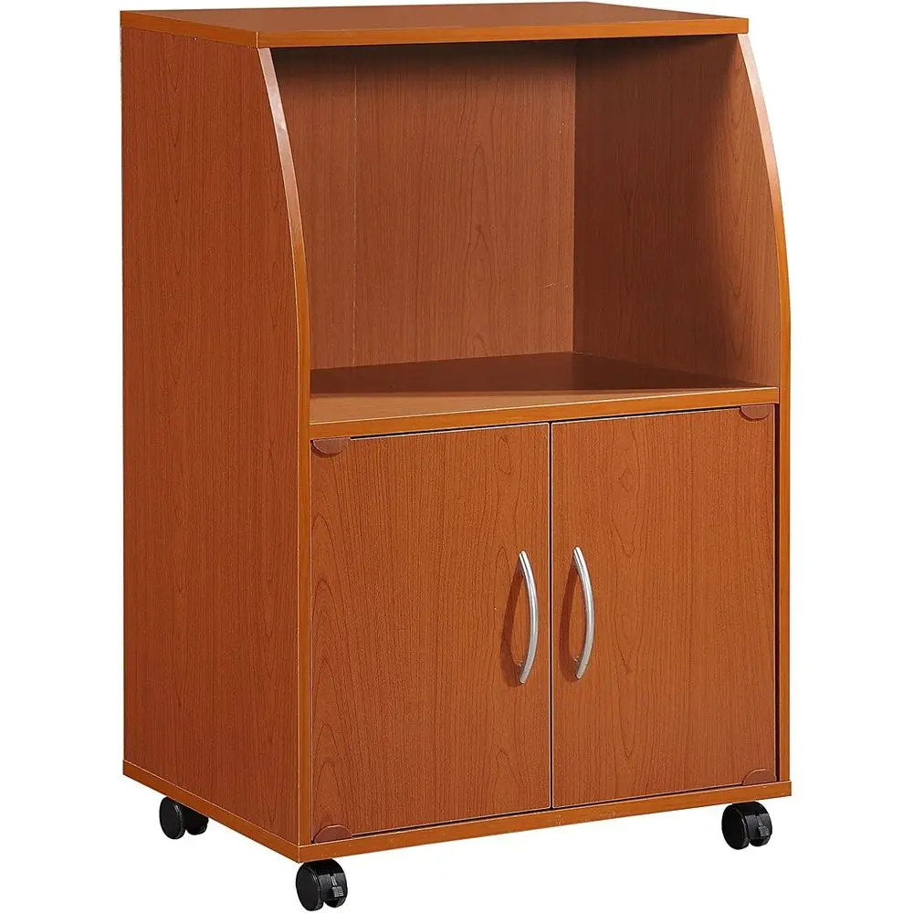 

Mini Microwave Cart with Two Doand Shel or Storage, Cherry