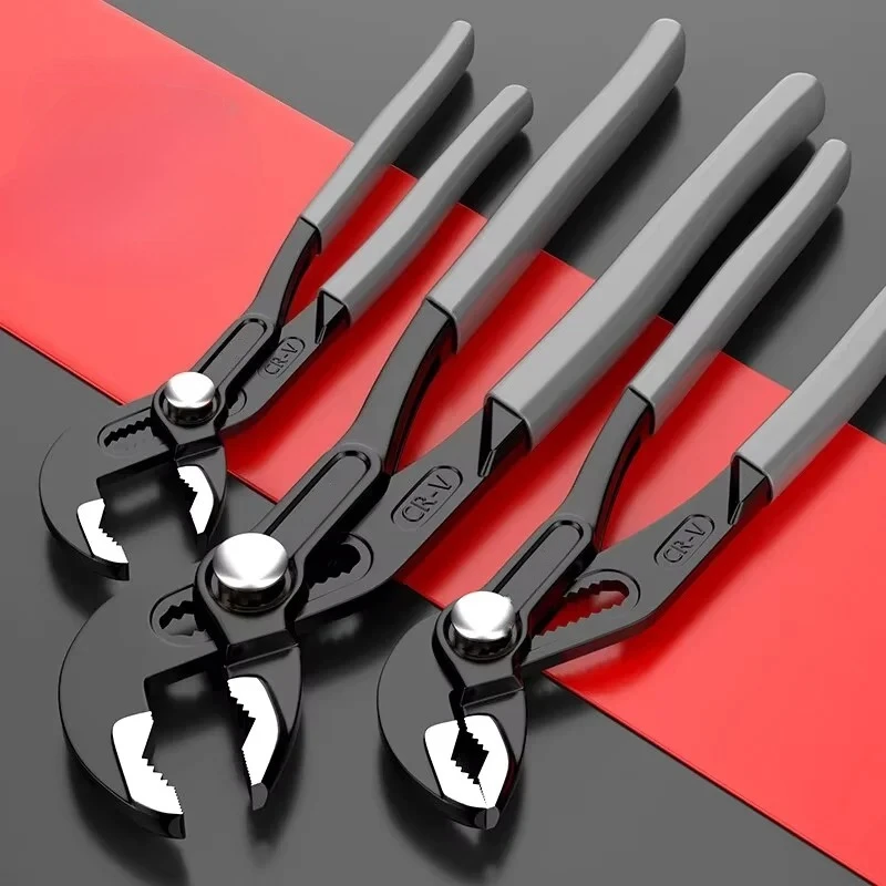 Quick-Release Adjustable Water Pump Pliers - Multi-functional Plumbing Pipe Wrench Clamp Hand Tools for Household
