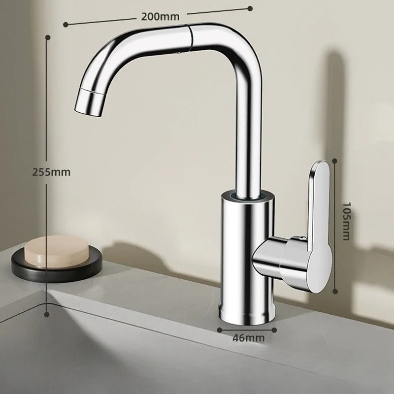 صنبور خلط ساخن وبارد 360 ° صنبور حمام مزدوج الاستخدام بدوران حر مناسب لحوض غسيل ومطبخ كونترتوب #6