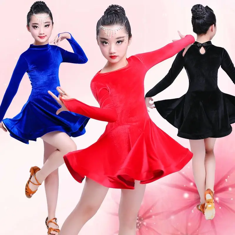 Children's Latin dance costumes, children's long sleeved competition costumes, new dance performance costumes for women