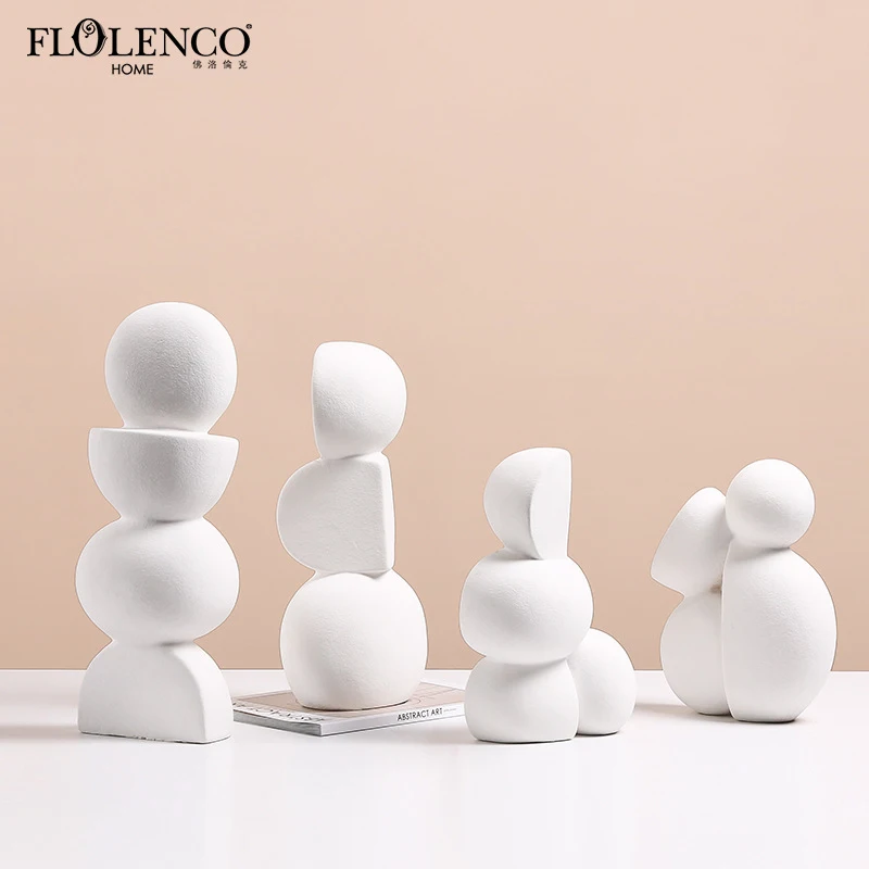 Nordic minimalist irregular abstract geometric ceramic ornaments for hotel showrooms, home decoration, and desktop crafts
