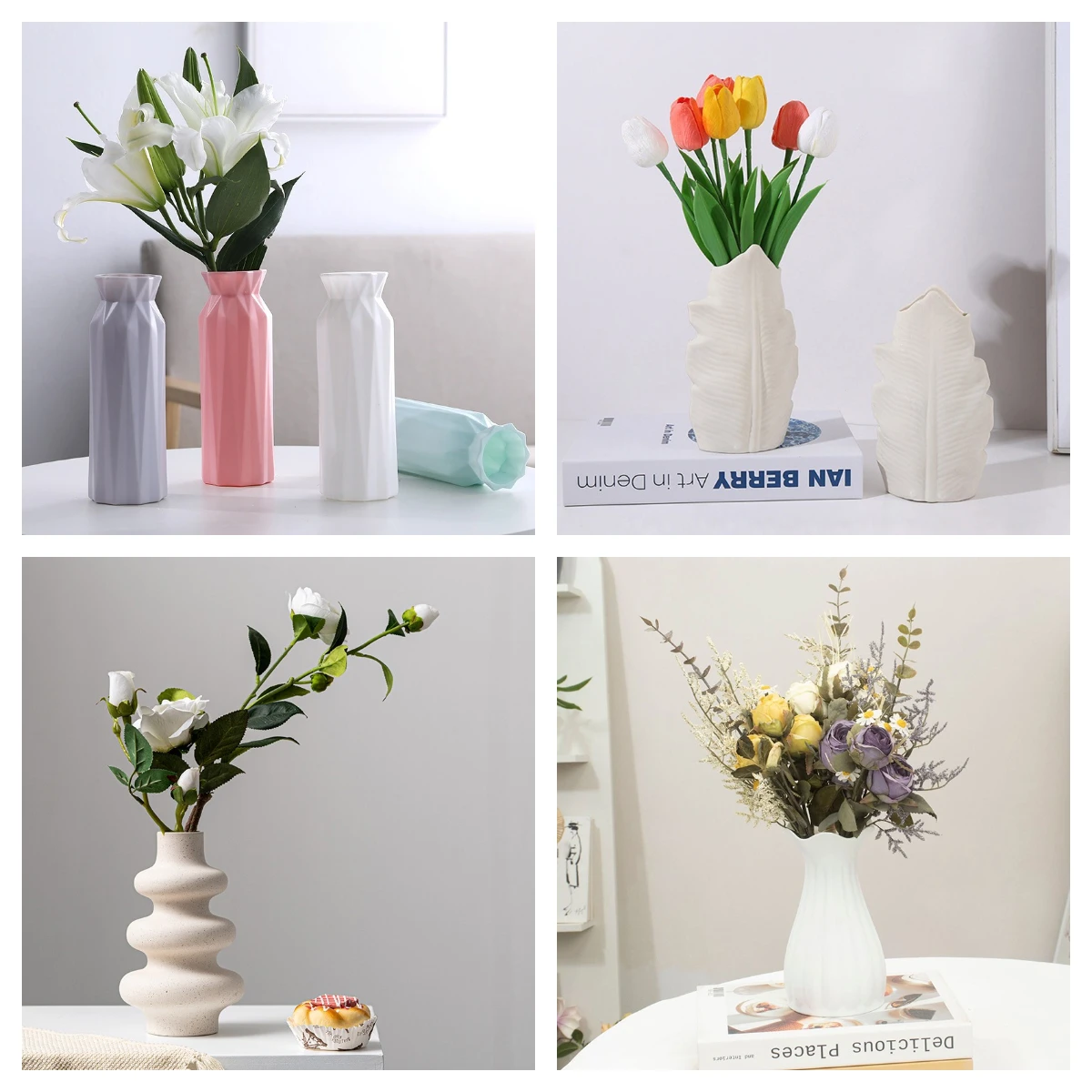 Nowoczesny Biały Wazon Plastikowy 23cm – Minimalistyczny Design - zdjęcie 1