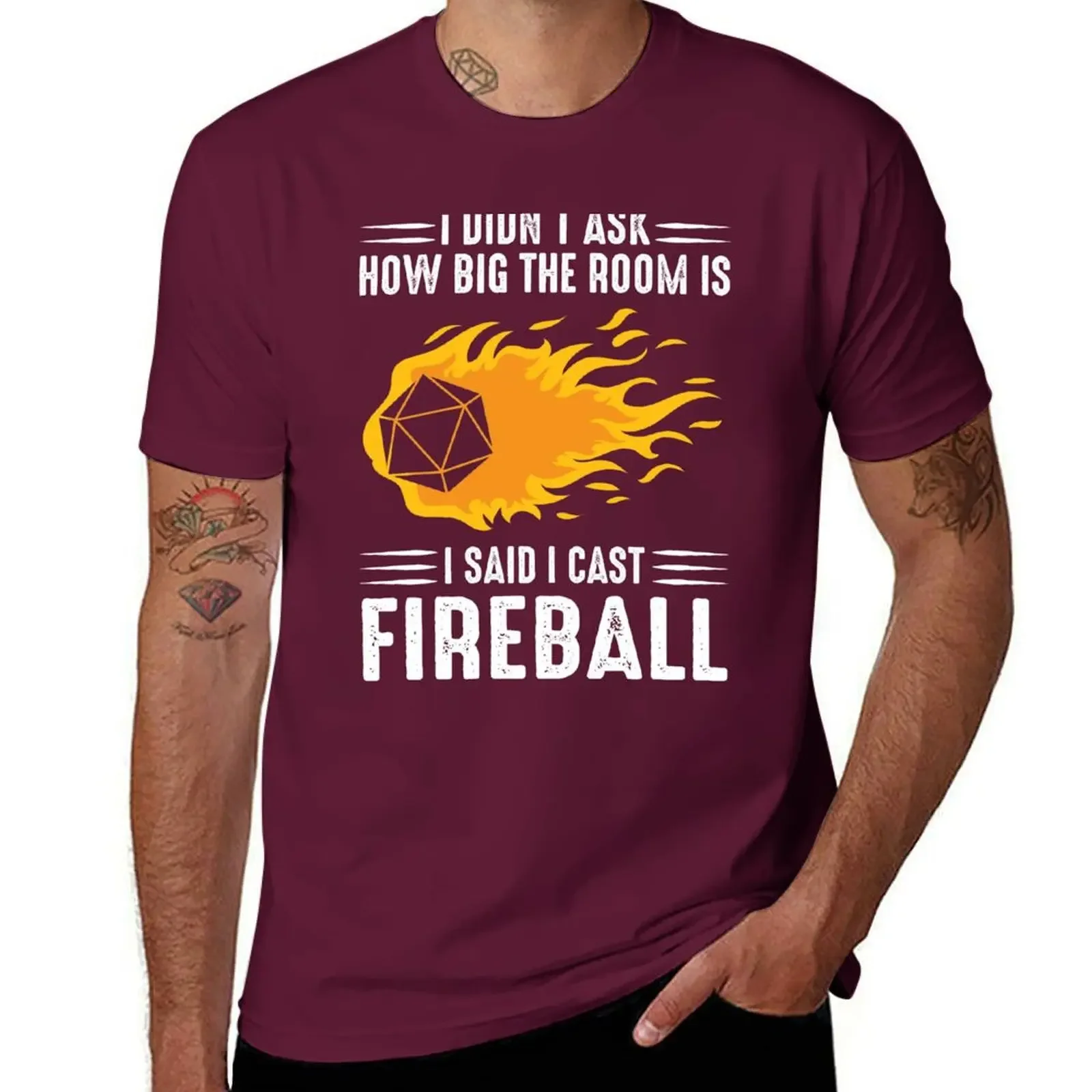 aesthetic clothes mens big and tall t shirts  I cast Fireball Wizard Sorcerer DM Gift TTRPG T-Shirt tees  harajuku