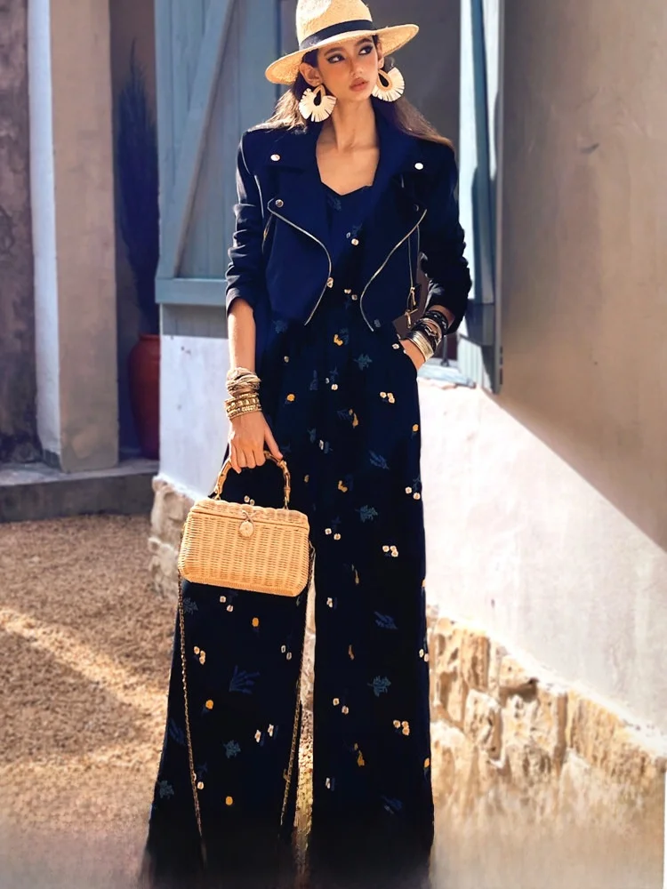 

Женские широкие брюки-палаццо с вышивкой, свободного кроя, в пол, с высокой талией, весенняя новинка, для офиса