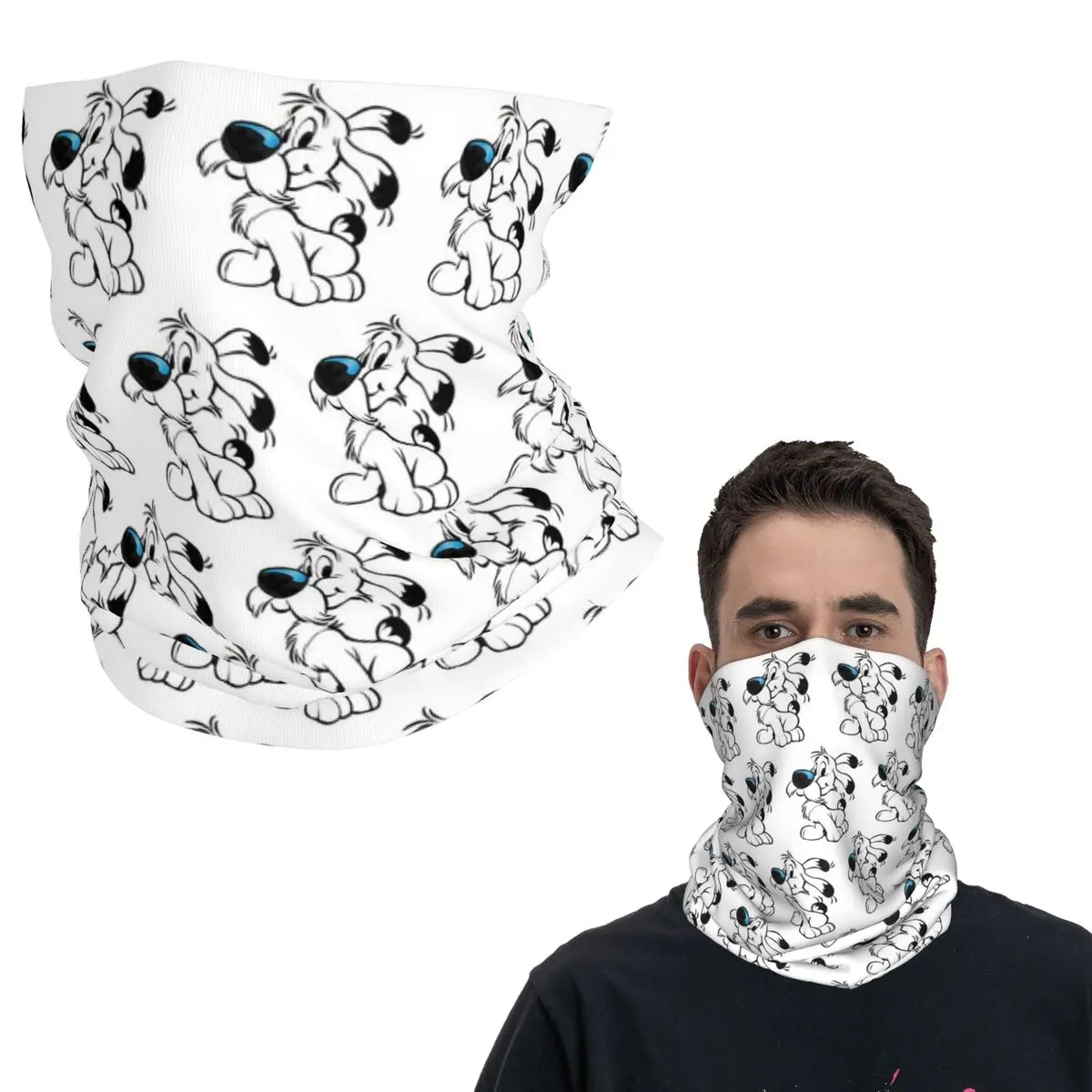 A-Asterix-S und O-Obelix-S Dogmatix Idefix Hund Bandana Halsbedeckung bedruckter Wickelschal Multifunktions-Gesichtsmaske für Männer Frauen Erwachsene