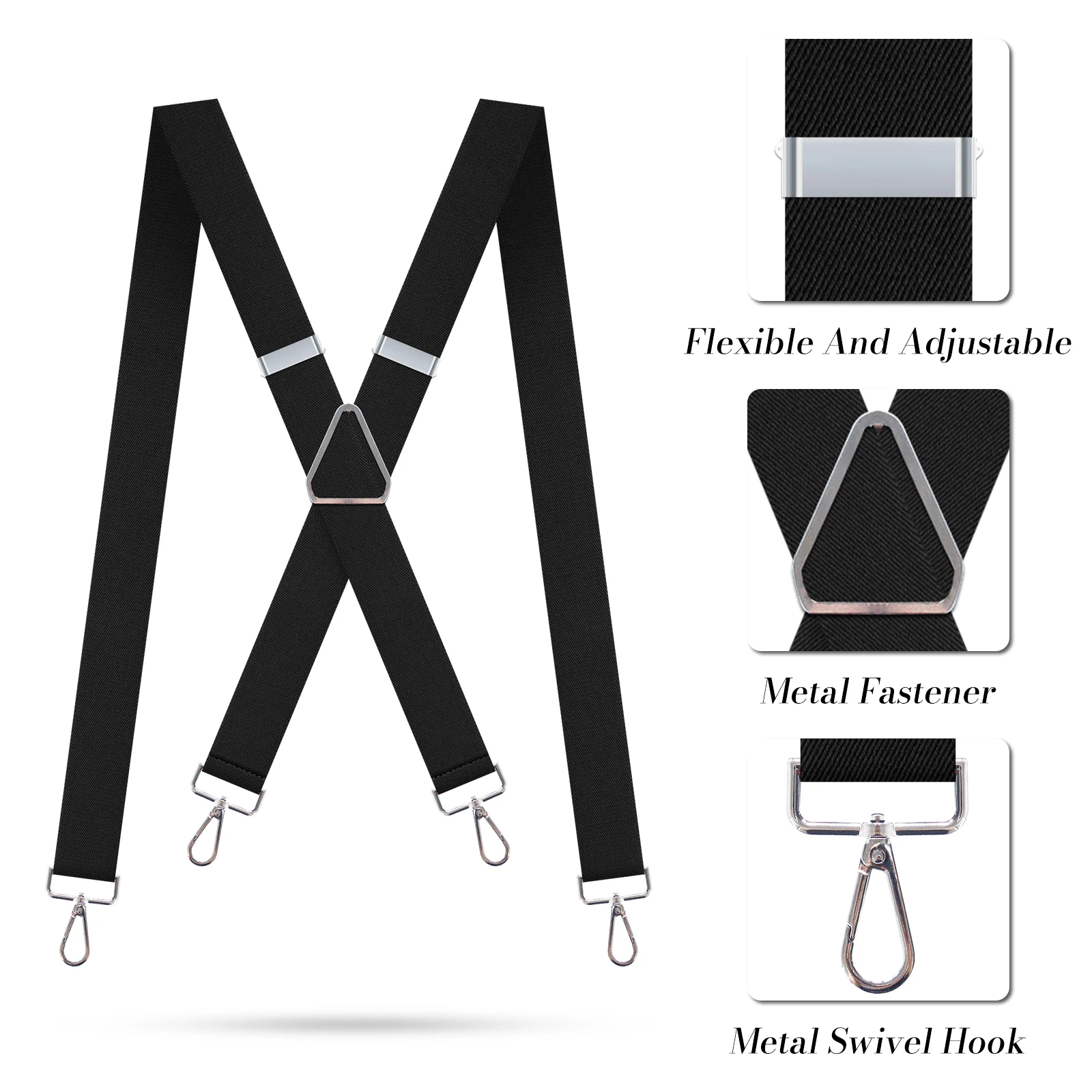 الحمالات للرجال الثقيلة X-الظهر الرجال الحمالات 4 السنانير للجينز مطاطا قابل للتعديل العمل الحمالات