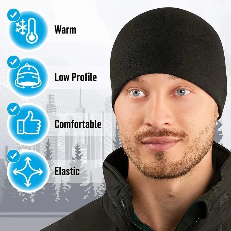 1/2Pcs New Unisex Windproof Polar Fleece Warm Beanie Hat Cap Male Winter Ski Cycling Cap Hat For Womenkullies Hip Hop Hats