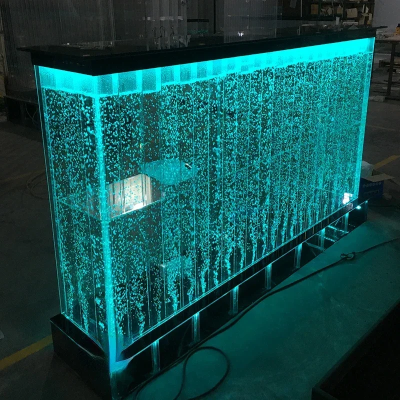 For Modern Night Club Bar Furniture Aquarium Water Bubble Wall LED Acrylic Bar Counter