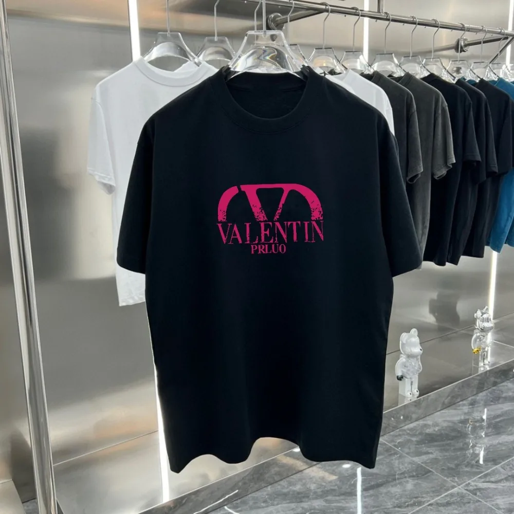 

Summer New Color Contrast Logo Printed T-shirt Fashion Brand Men's and Women's Loose Full Round Neck Half Sleeve Short Sleeve