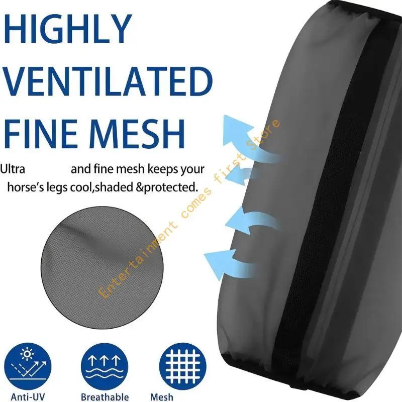 Wraparound Horse Leg Cover Set of 4 for Horses, Breathable Mesh Fly Guards for Warm Weather Care and Light Training 55KD