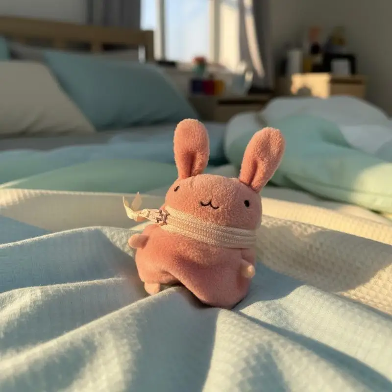 Mini Pink Fluffy Rabbit Coin Purse Keychain Bag Charm Cute Cartoon Headphone Case Storage Bag Gift Creative Festival Supplies