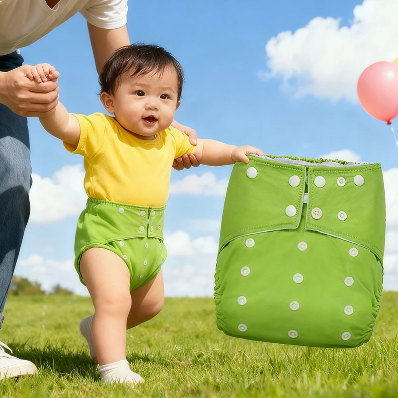 حفاضات قماشية صديقة للبيئة للأطفال من AIO - قابلة للغسل وإعادة الاستخدام، ماصة للماء للتدريب على المرحاض