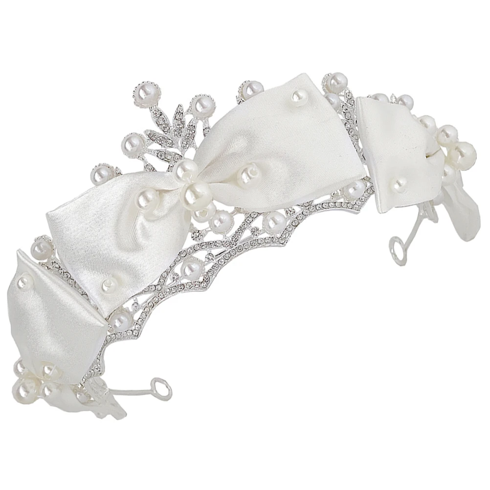 

Pearl Fabric Butterfly Bow Crown Wedding Accessories Bridesmaid Bridal Hair Rhinestone Pageant Birthday Women Cosplay
