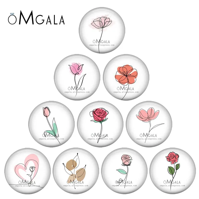 Beauty Love Rose Flower Art Drawings 12mm/14mm/16mm/18mm/20mm/25mm Round photo glass cabochon demo flat back Making findings