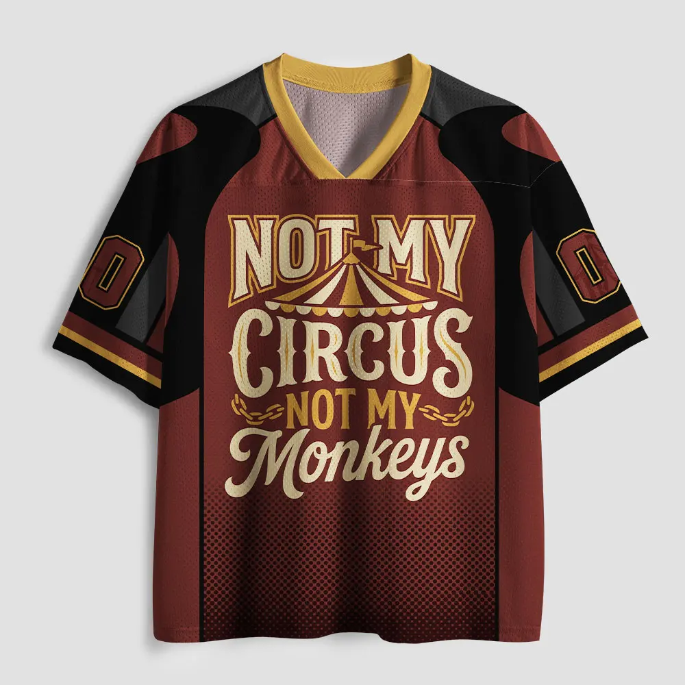 V Neck Football Jersey Vintage Circus Tent Chain Funny Slogan Print Burgundy Black Gold Striped Sleeve Loose Sport Tee