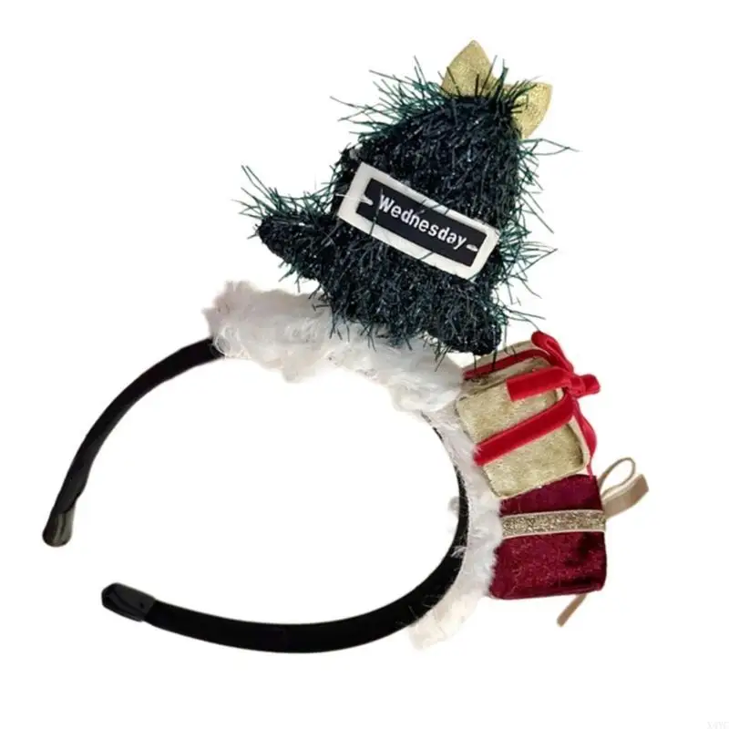 X4YC Kerstthema Plush Headband Festival Props Hairhoop Holiday Party Decoratie