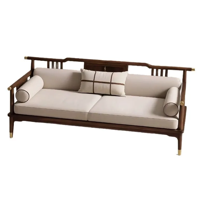 Walnut sofa, light luxury new Chinese small apartment solid wood furniture