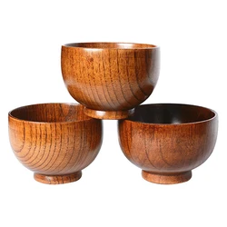 Natural Wooden Bowl Japanese Wood Rice Soup Bowl Salad Bowl Food Container Large Small Bowl For Kids Tableware Wooden Utensils