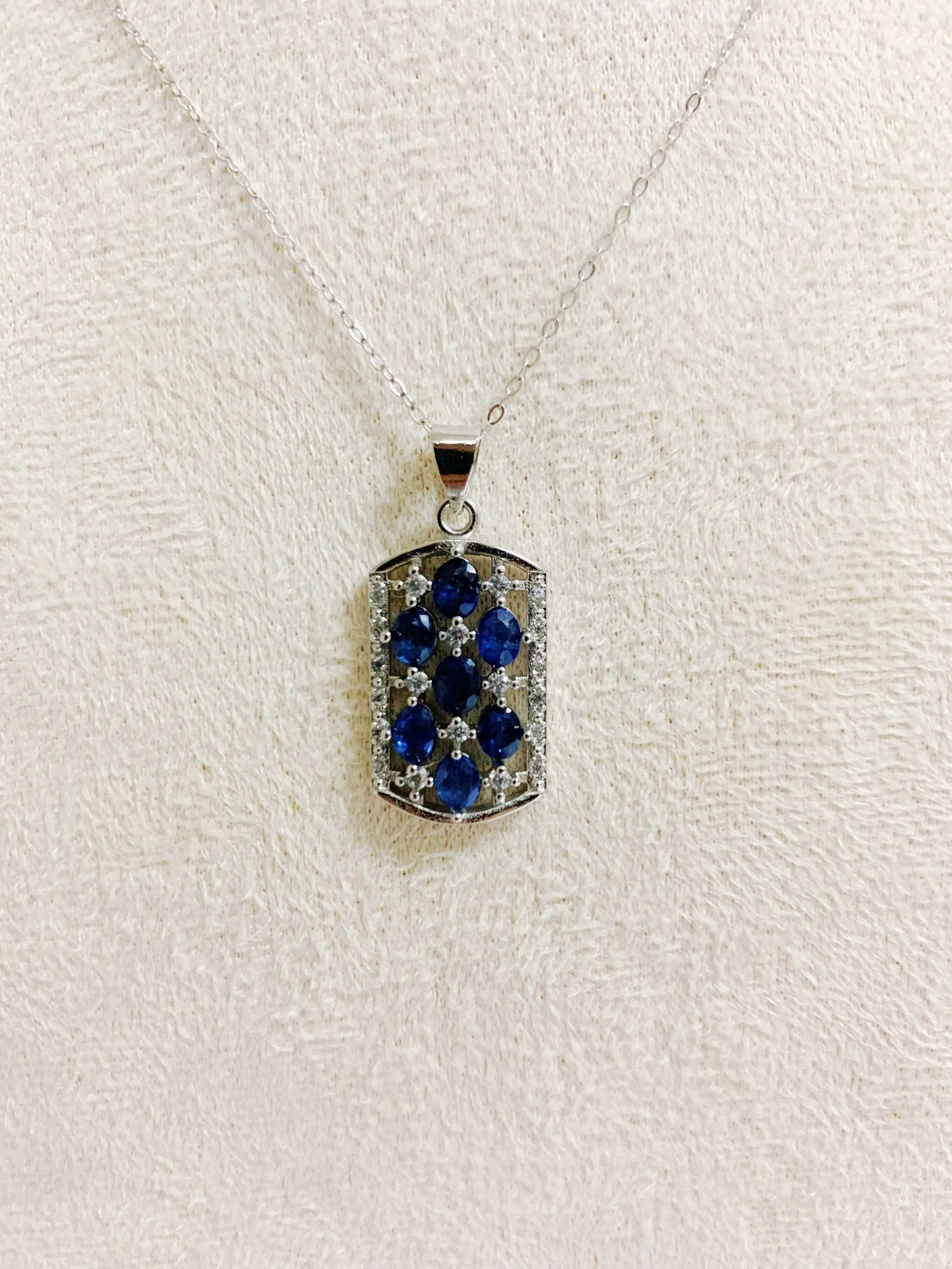 ZECAA 925 Blue Sapphire Jewelry Woman Sapphire Pendant With Natural Blue Sapphire 3*4mm S925 Silver Blue Sapphire Lady Pendant