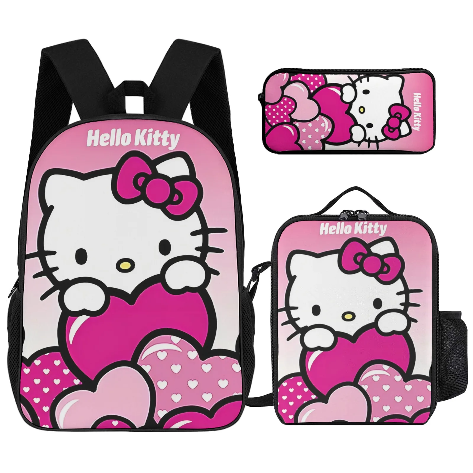

Сумка для книг с принтом Hello Kitty Sac A Dos, детские школьные сумки, 17-дюймовый пенал, школьный рюкзак, сумка для обеда