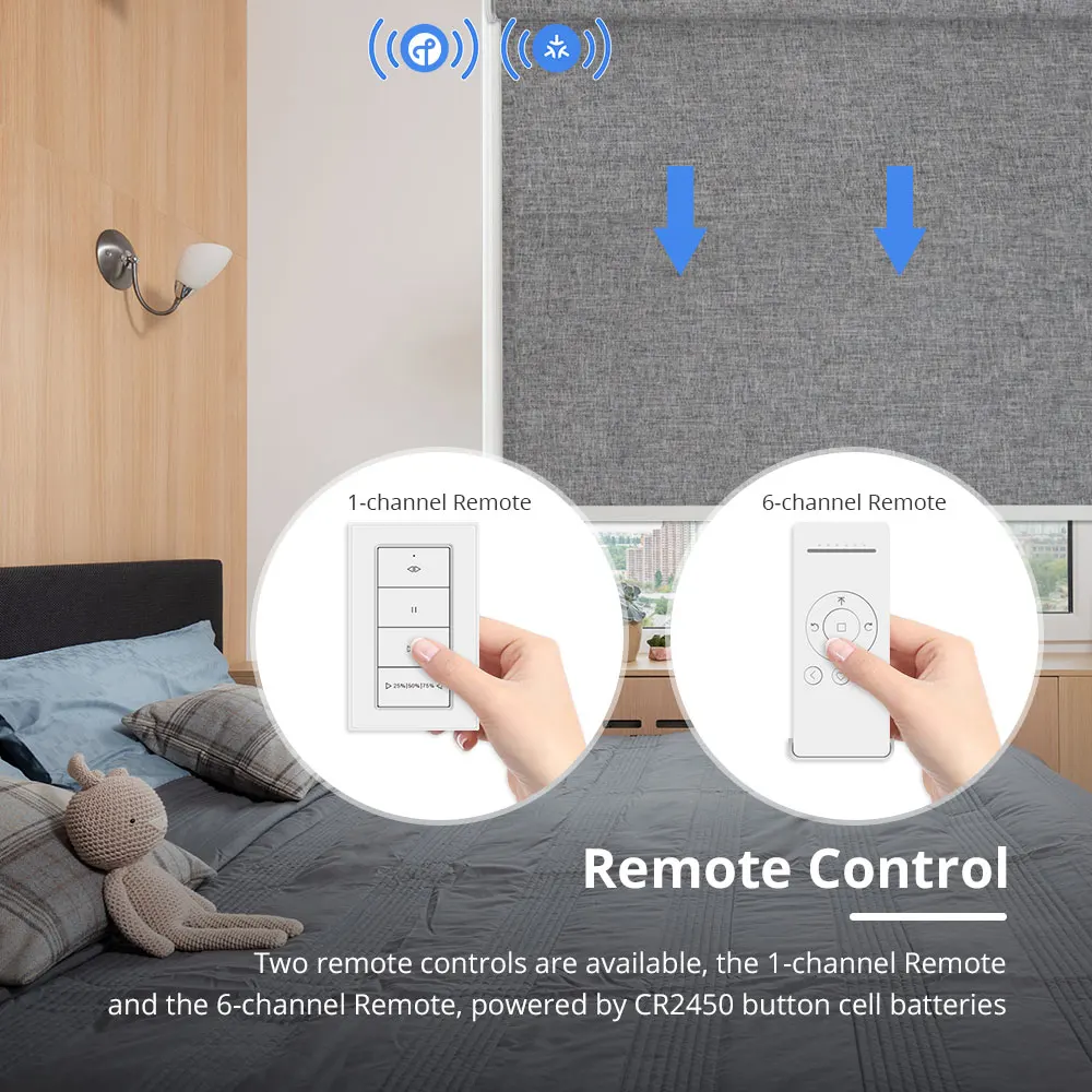 Zemismart Matter Over Thread Smart Curtain Roller Motor Built in Battery 38MM Tube Homekit Google Home SmartThings APP Control