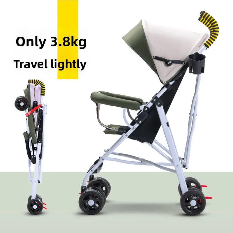 Детская коляска, легкая складная детская простая супер маленькая детская прогулочная детская портативная тележка-зонтик, может сидеть, откидная тележка