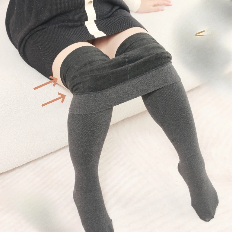 Tamanho grande velo engrossado meia-calça para mulheres cintura alta hip elevador legging térmica outono inverno moldar meia-calça fina
