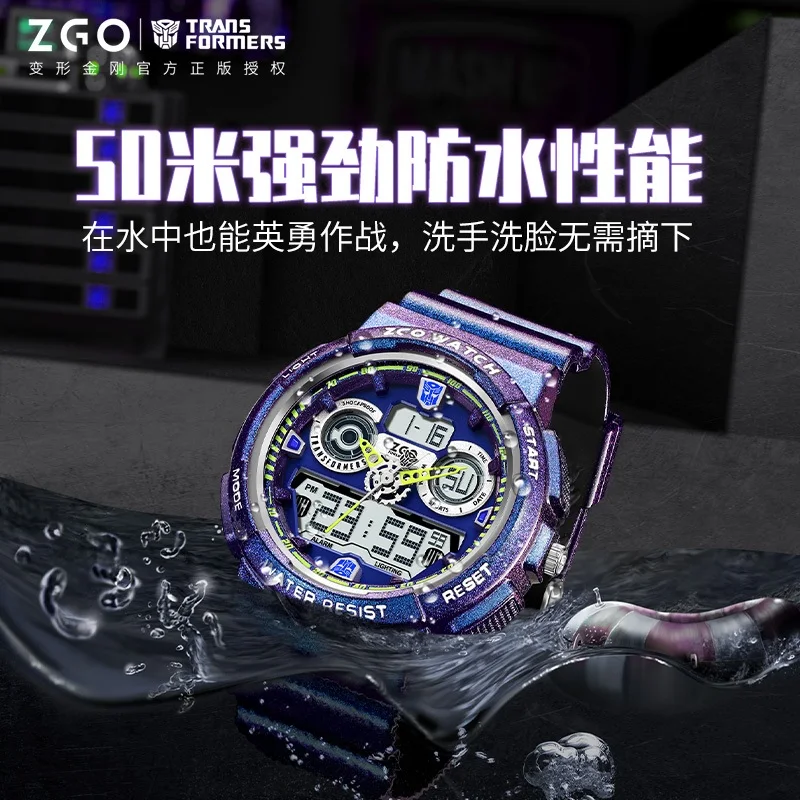 ZGO X Transformers Electronic Watch Dual Display Watches Student Sports Waterproof Wristwatch Multifunctional Luminous Gifts 867