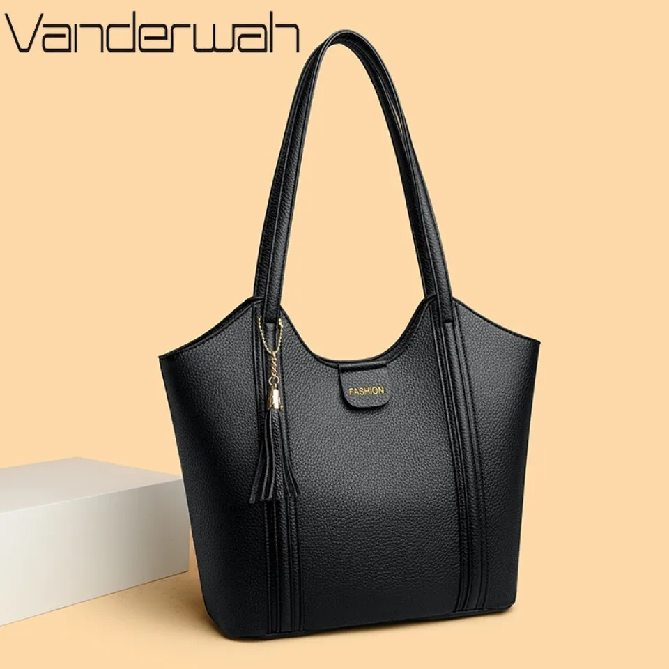 

Quality Soft Leather Top-Handle Bag New Luxury Ladies Solid Color Shoulder Bag Women's Handbag Casual Tote Commuting Sac A Main