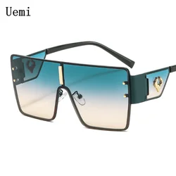 Gafas de sol Vintage Punk de gran tamaño para hombre, gafas de conducción de diseñador, gafas de lujo para mujer, marco de Metal cuadrado Retro, UV400