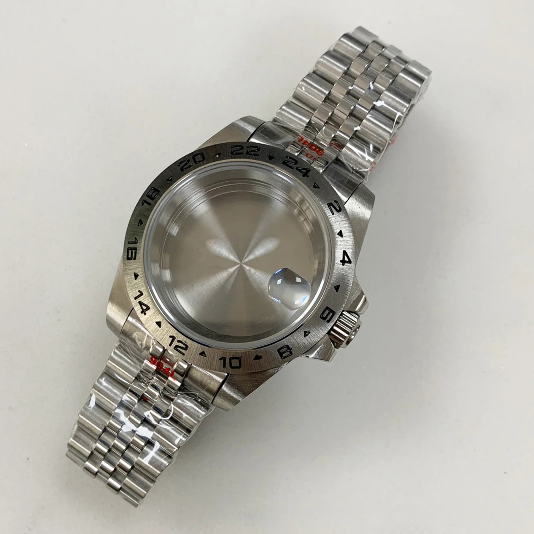 39mm Stahl Uhrengehäuse Saphir Lupe Glas modifiziertes Uhren zubehör für Herren uhren teile