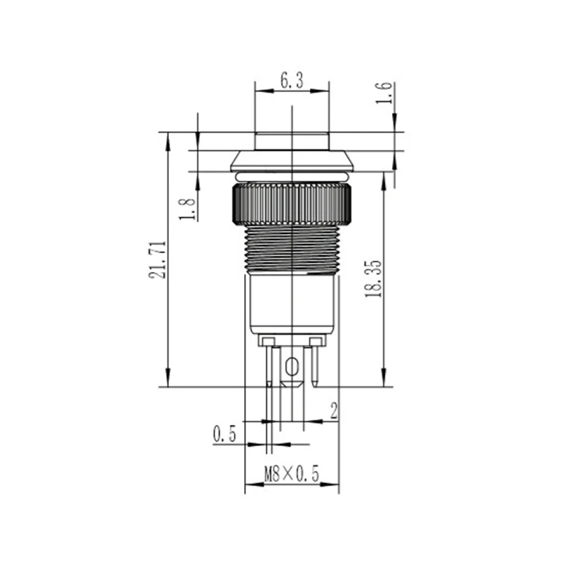 8mm metalowy przycisk ze wskaźnikiem LED samoresetujący chwilowy samoblokujący przełącznik zatrzaskowy 4 piny wysoka głowica 3v6v12v24v36v48v220v — zdjęcie 5