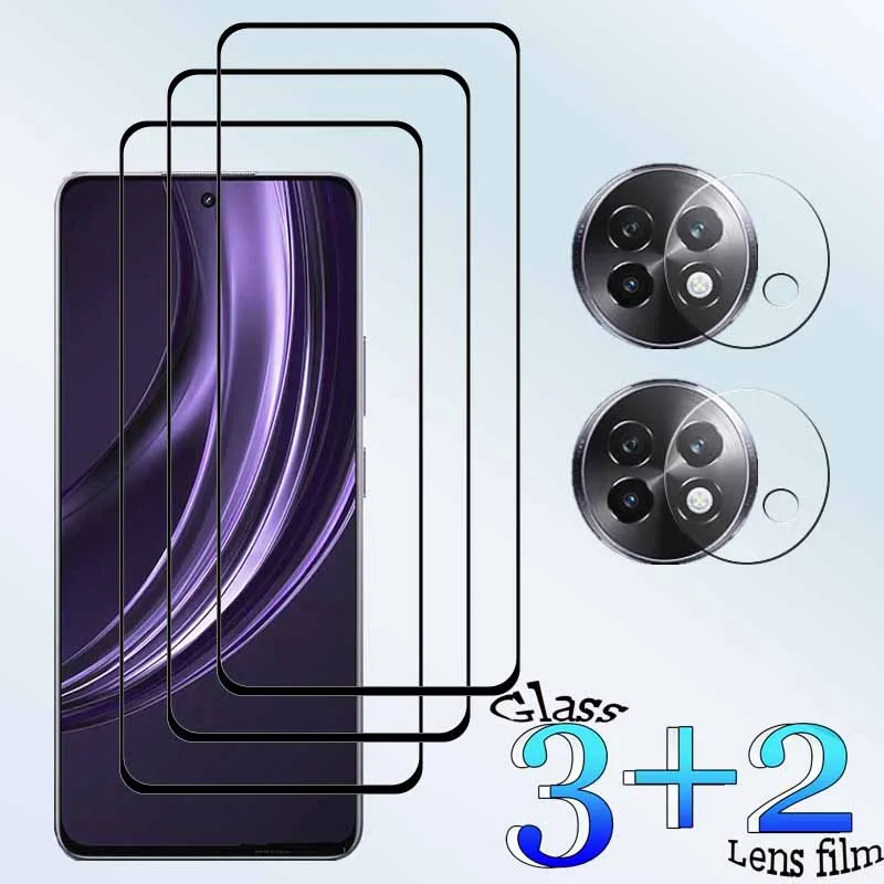

3+2 For Realme 13Plus Tempered Glass Shockproof 9H Clearly Anti-Scratch Front Protector +Soft Camera lens film