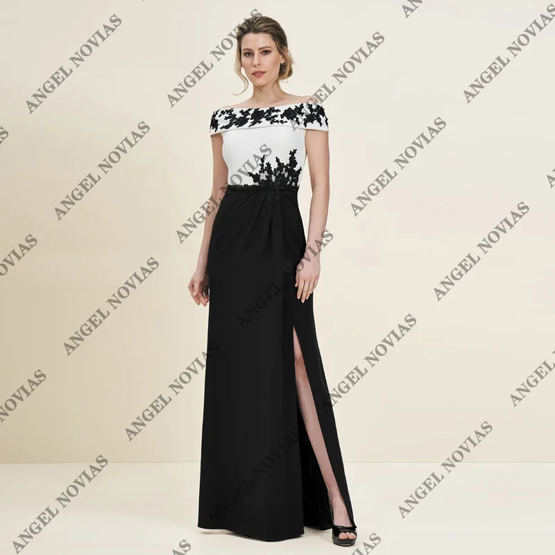 

Customized Long Sheath Black Mother of the Bride Dresses for Wedding with Slit vestido madre del novia