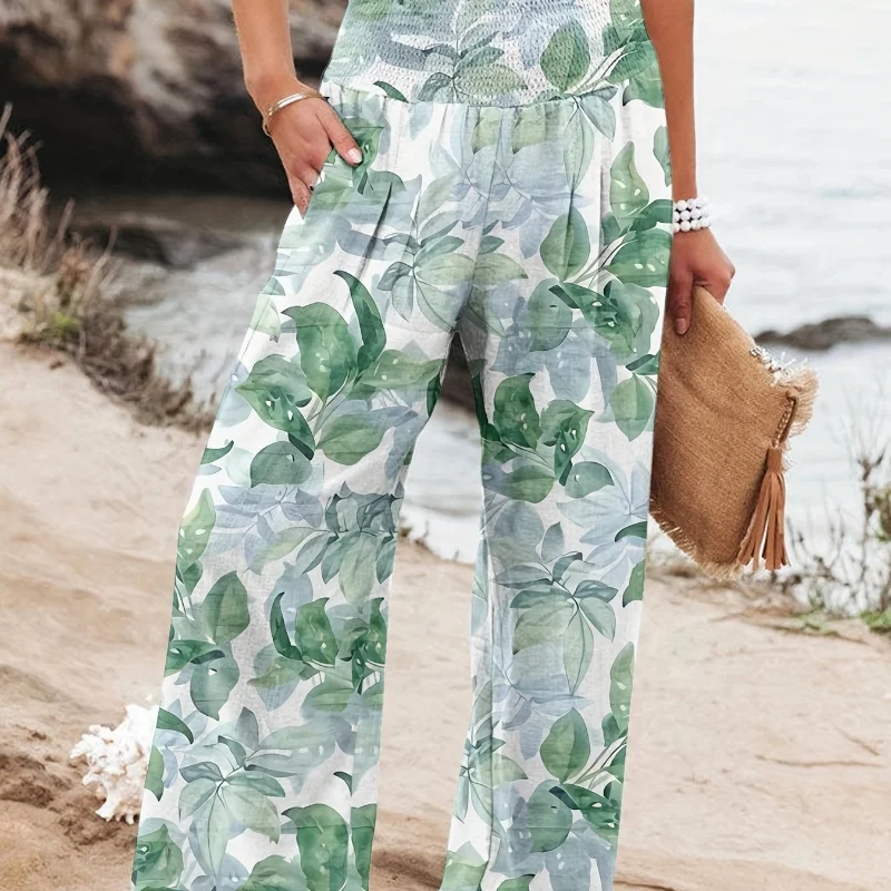 

2023 Spring/Summer New Four Seasons Japan South Korea Leisure Elegant Wide Leg Pants Printed Popular Loose Leisure Women's Pants