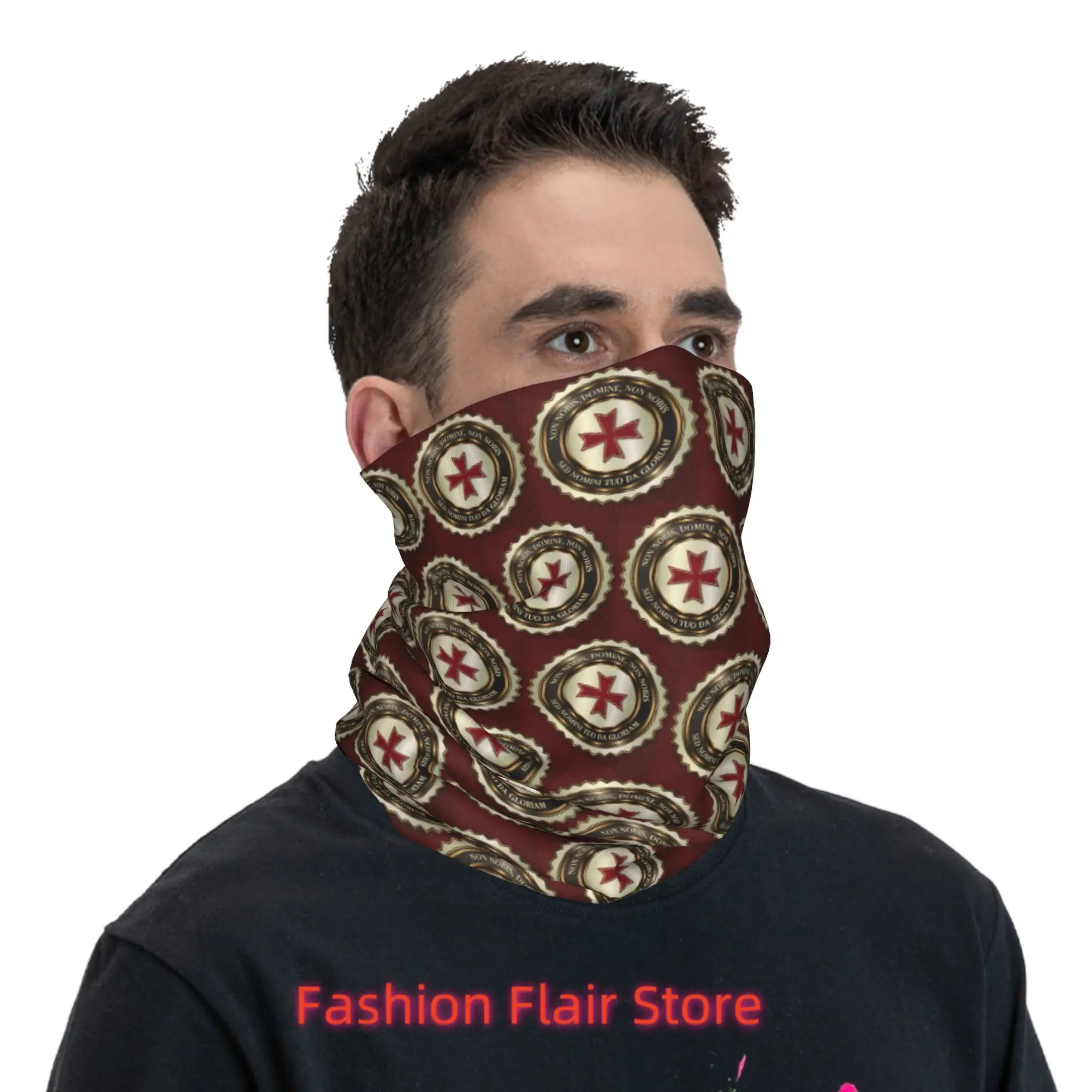 Medieval Symbol Templar Cross Knights Templar Masonic Bandana Neck Gaiter Printed Mask Scarf Warm Face Mask Riding For Men Women