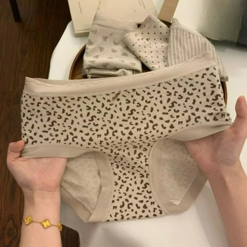 

Леопардовый принт 7А, бактериостатический, не оставляющий следов, дышащий, с оберткой на бедрах, для девочек, из чистого хлопка, антибактериальный хлопок, женский комфорт с промежностью