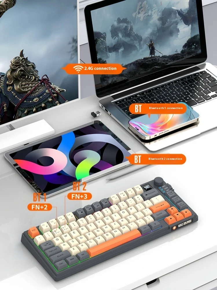 Imagem -02 - Xunsvfox-conjunto de Teclado e Mouse Bluetooth sem Fio Modo Dual Botão de Exibição Cores Jogo de Jogo Escritório para Presente Gamer K920