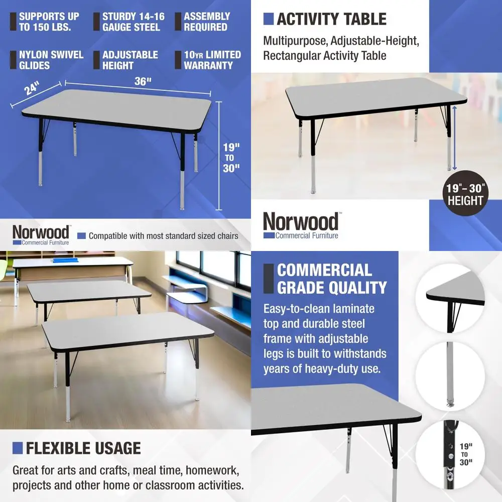 

Стол для занятий с регулируемой высотой (36 дюймов), подходит для классов и дома, для детей и взрослых, синий